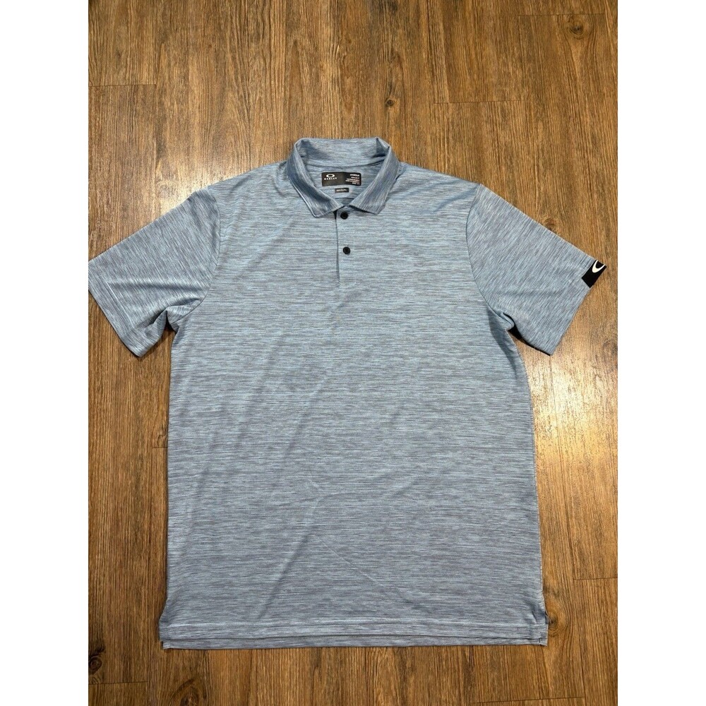 Oakley Polo Shirt Mens Medium Blue Golf Sportswear Performance Hydrolix Adult